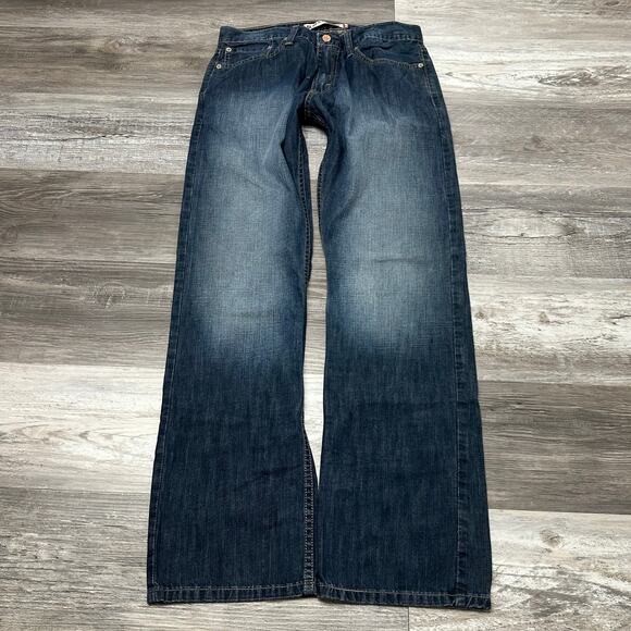 Levis 514 Dark Wash Faded Blue Mens 32x32 Slim Straight Fit Denim Jeans Red Tab - Picture 1 of 15